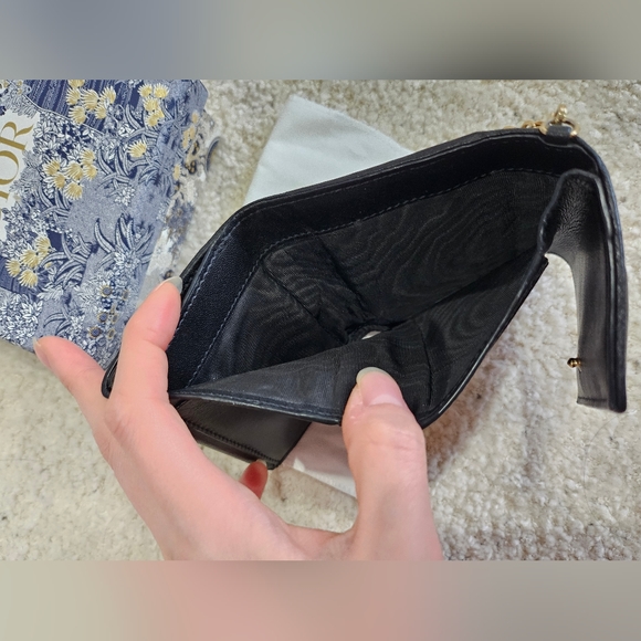 SOLD! Christian Dior Lady Dior Lotus Wallet Black Cannage Lambskin - Picture 9 of 11
